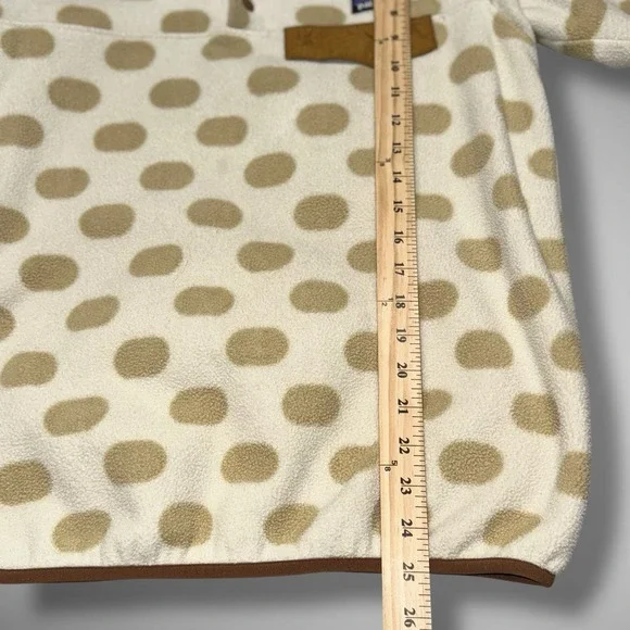 Patagonia Synchilla Snap T Fleece Pullover Womens Small Cream Beige Polka Dots - Picture 6 of 10